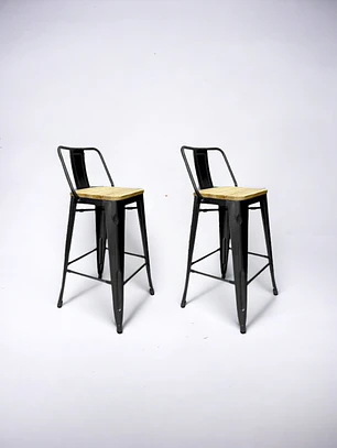 Pack 2 Taburetes Tolix Asiento Madera 66 cm