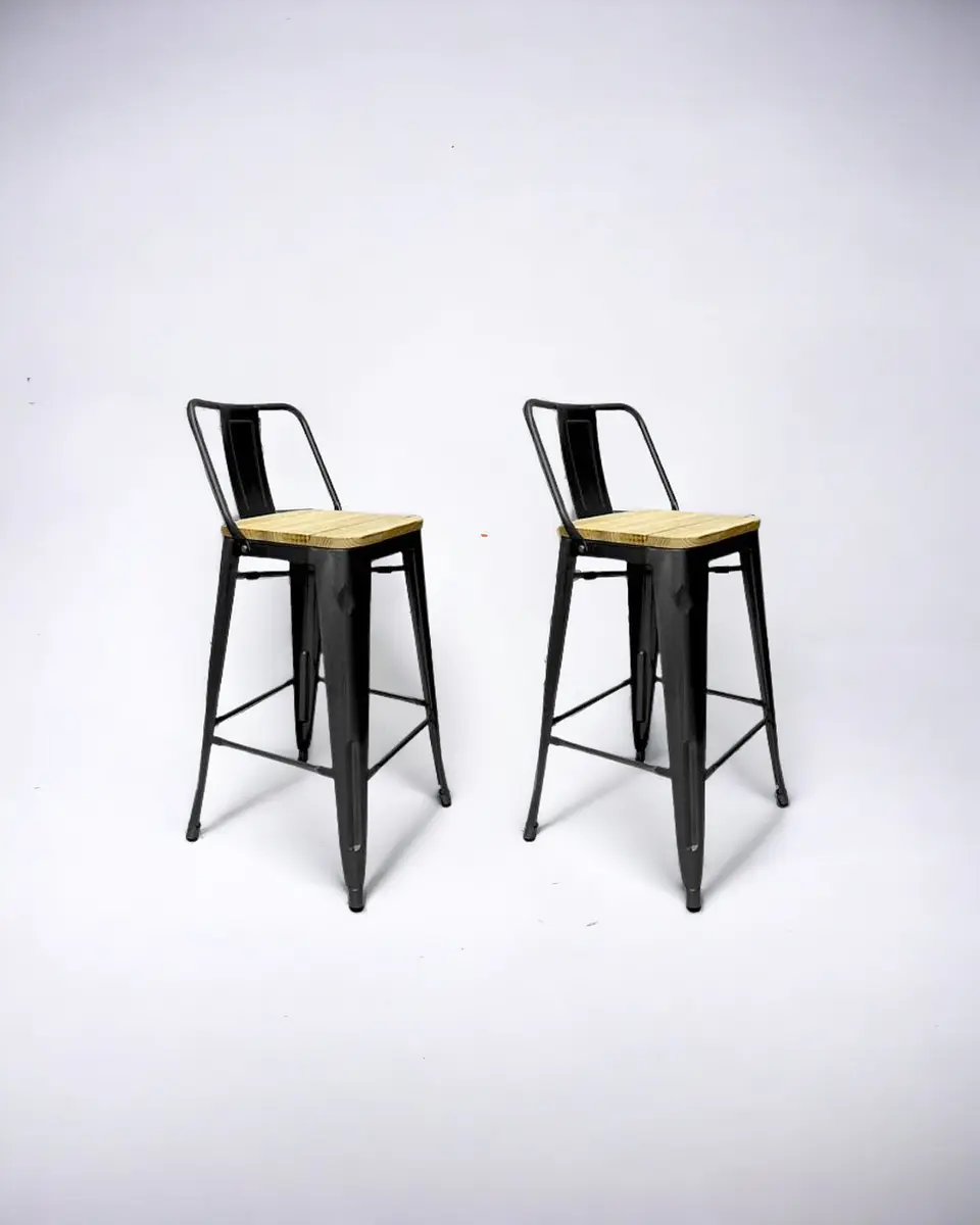 Pack 2 Taburetes Tolix Asiento Madera 66 cm 1