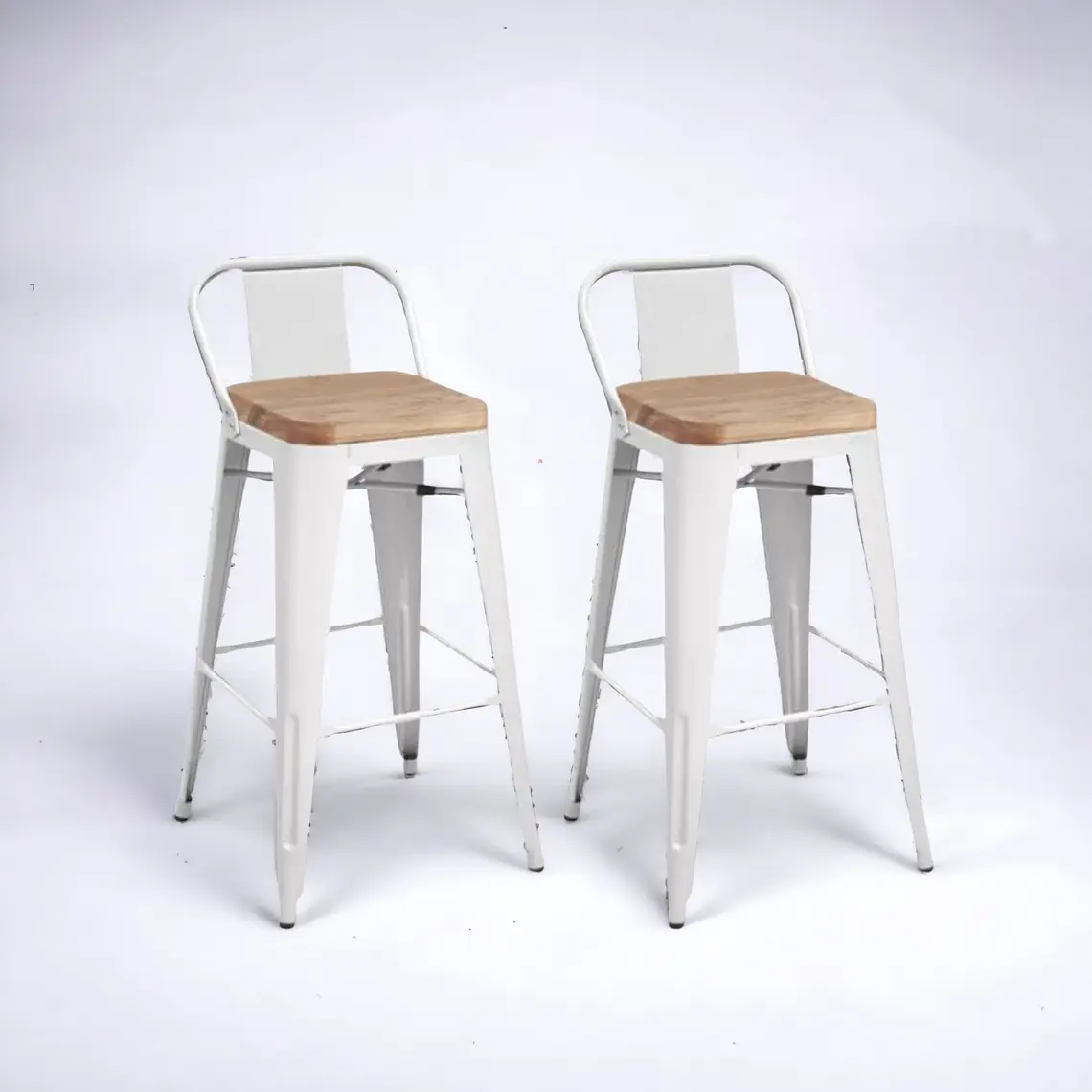 Pack 2 Taburetes Tolix Asiento Madera 66 cm 2