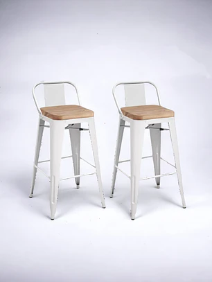 Pack 2 Taburetes Tolix Asiento Madera 66 cm