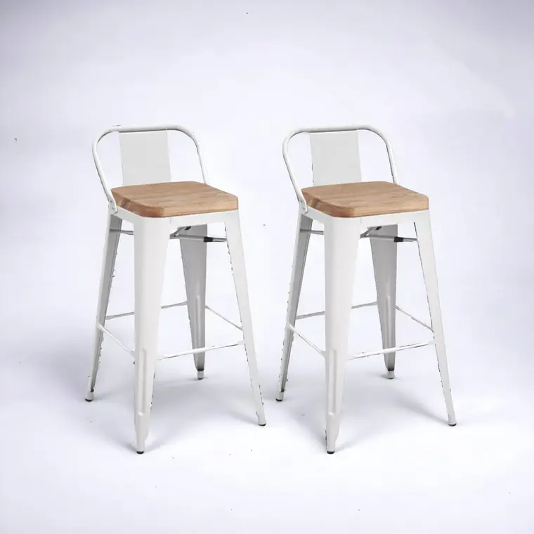 Pack 2 Taburetes Tolix Asiento Madera 66 cm 2
