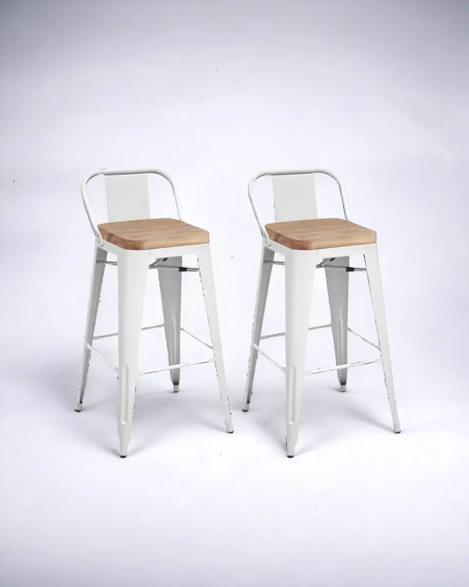Pack 2 Taburetes Tolix Asiento Madera 66 cm 2