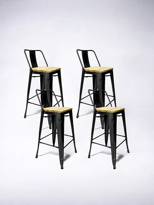 Pack 4 Taburetes Tolix Asiento Madera 66 cm