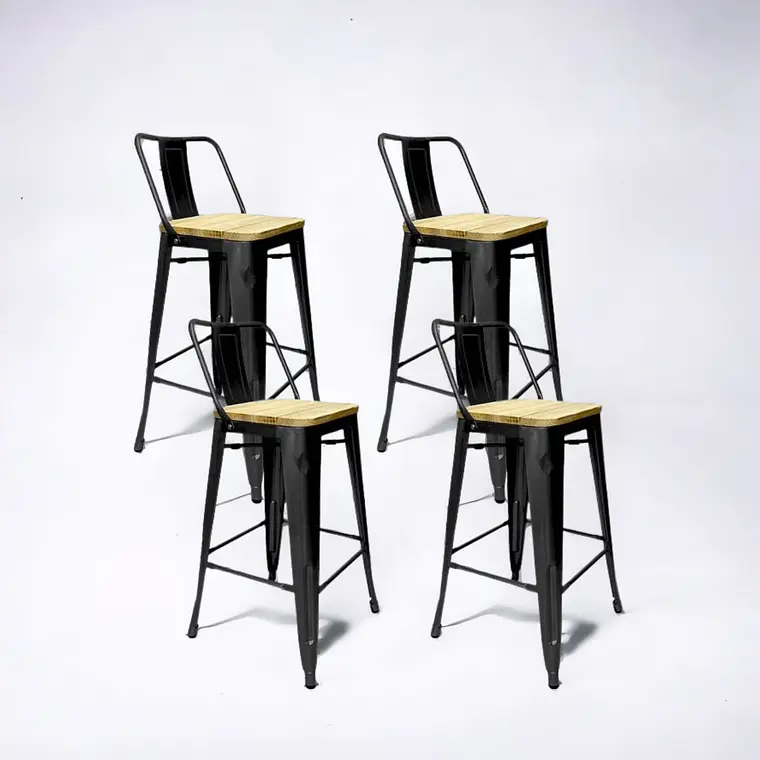 Pack 4 Taburetes Tolix Asiento Madera 66 cm 1