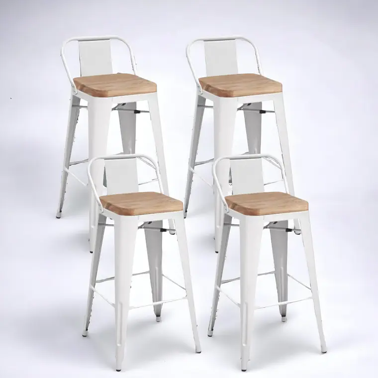 Pack 4 Taburetes Tolix Asiento Madera 66 cm 2