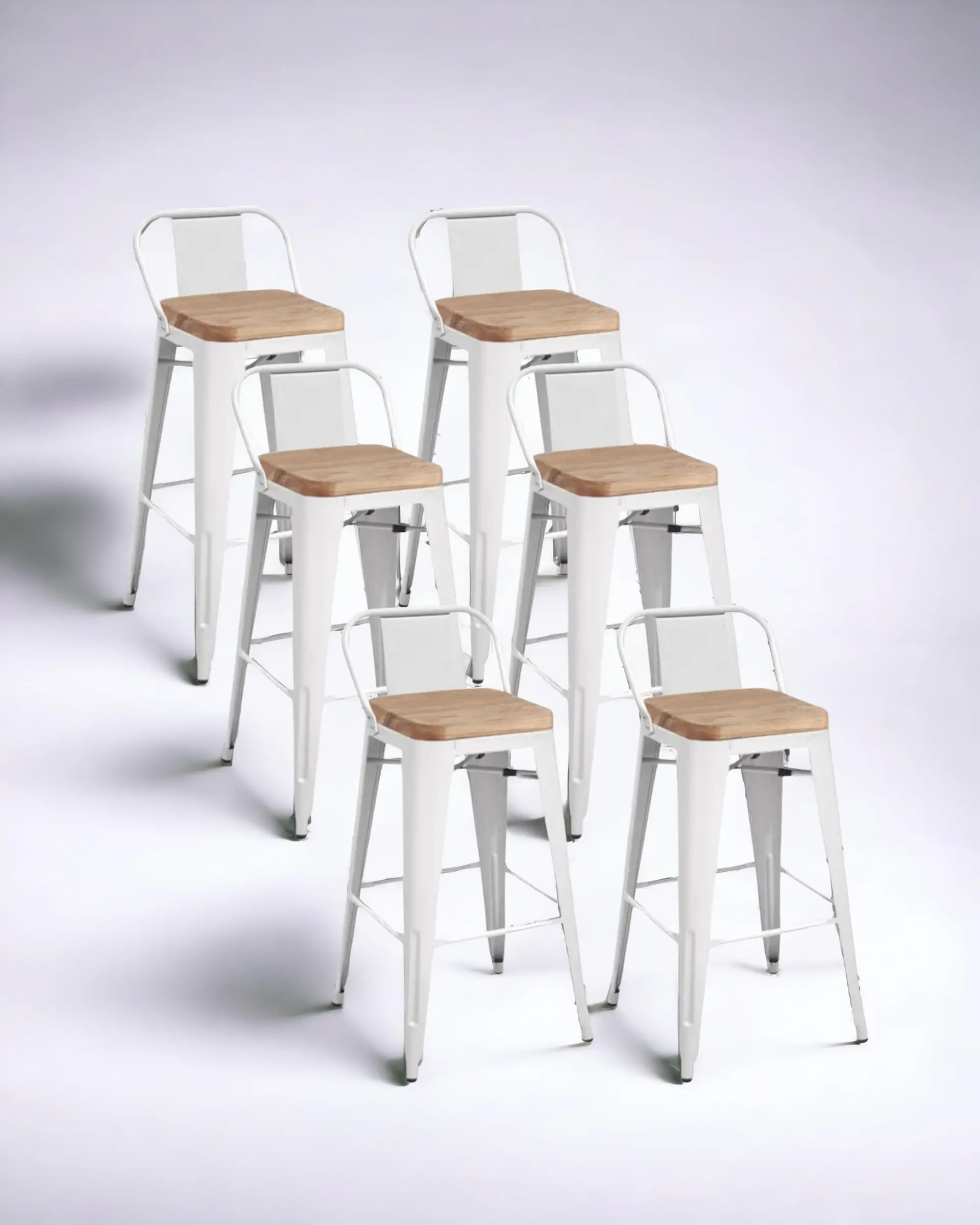 Pack 6 Taburetes Tolix Asiento Madera 66 cm 2