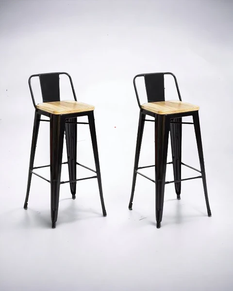 Pack 2 Taburetes Tolix Asiento Madera 77 cm