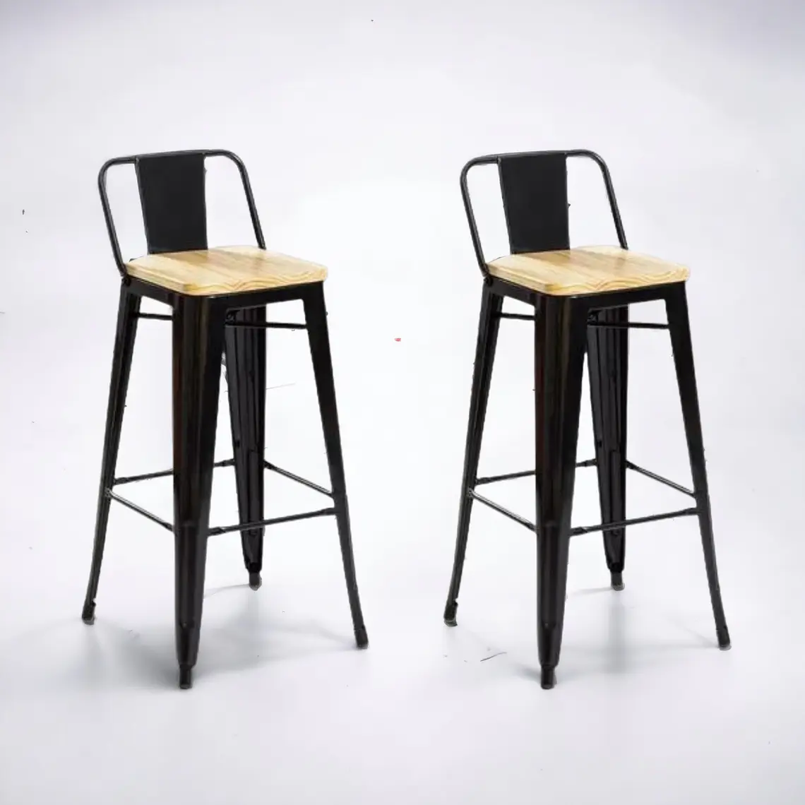 Pack 2 Taburetes Tolix Asiento Madera 77 cm 1