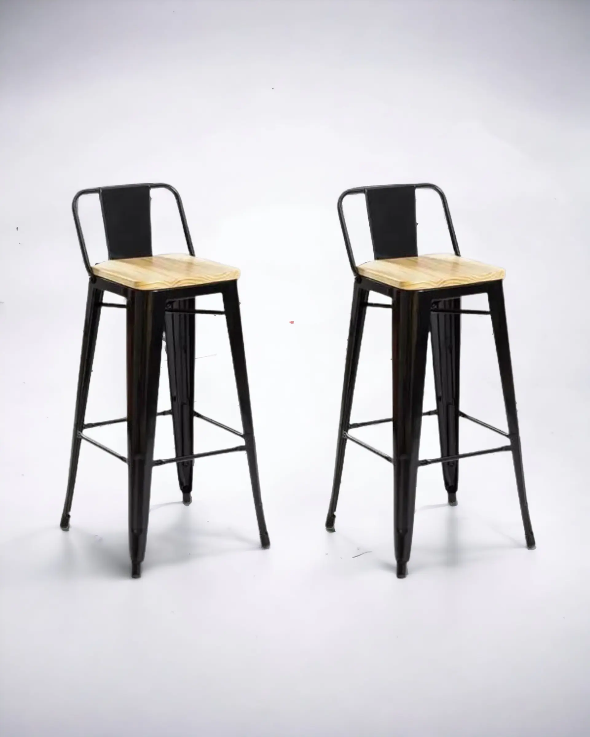 Pack 2 Taburetes Tolix Asiento Madera 77 cm 1