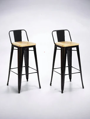 Pack 2 Taburetes Tolix Asiento Madera 77 cm