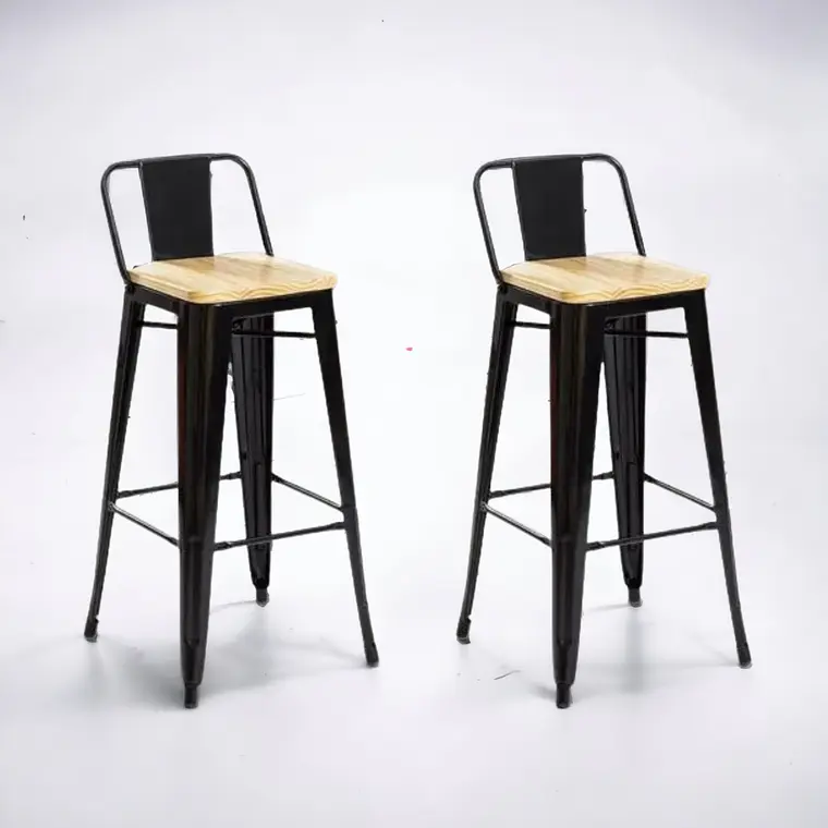 Pack 2 Taburetes Tolix Asiento Madera 77 cm 1