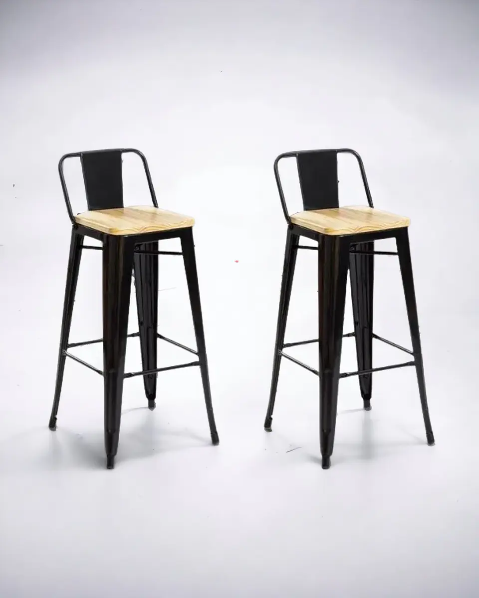 Pack 2 Taburetes Tolix Asiento Madera 77 cm 1