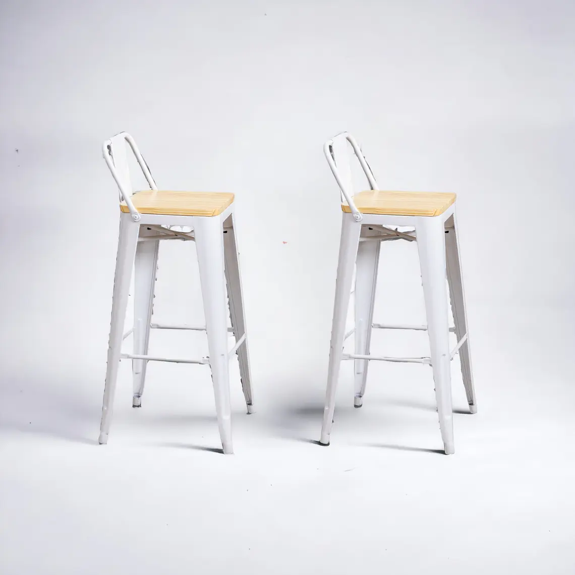 Pack 2 Taburetes Tolix Asiento Madera 77 cm 2