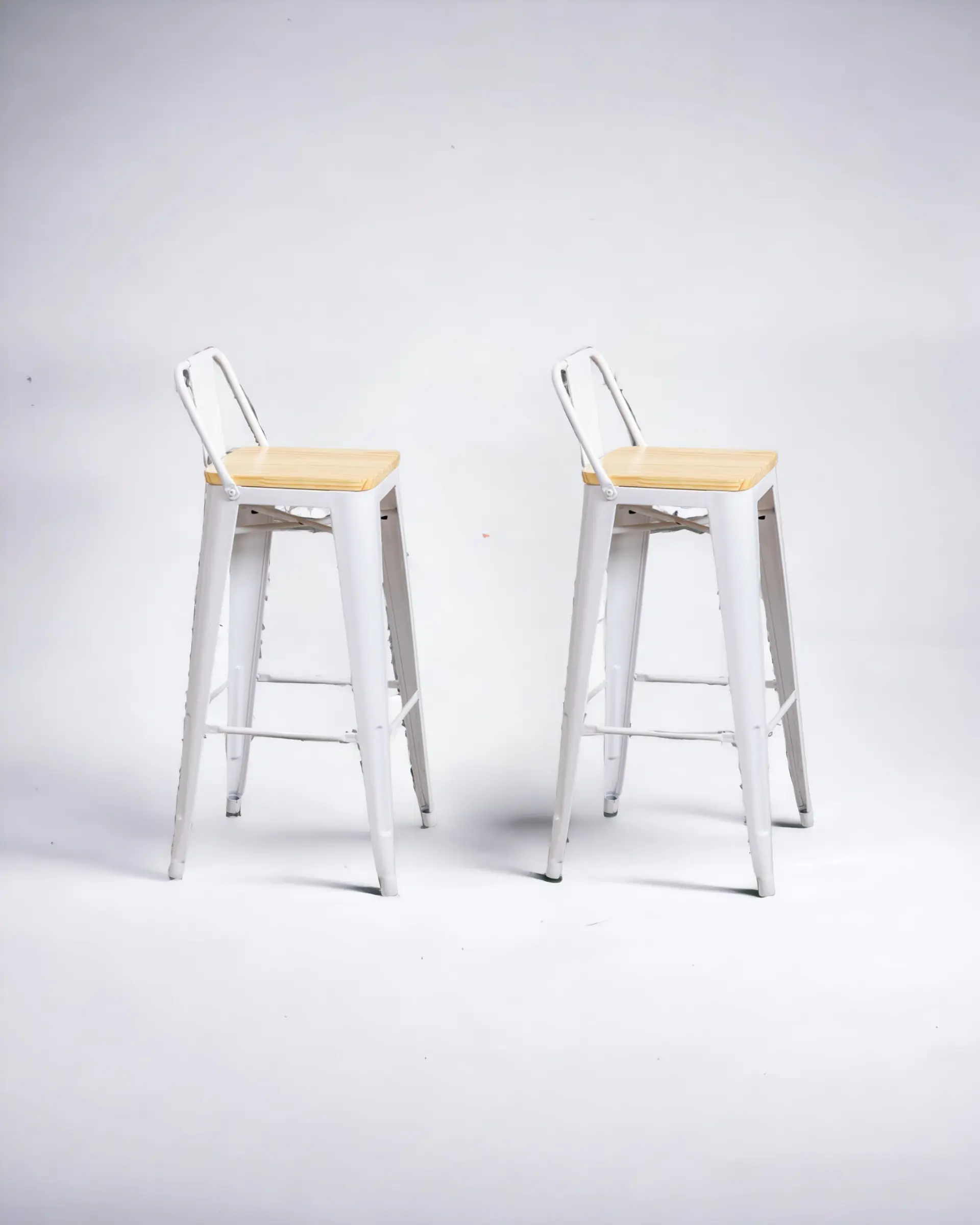 Pack 2 Taburetes Tolix Asiento Madera 77 cm 2