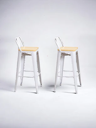 Pack 2 Taburetes Tolix Asiento Madera 77 cm