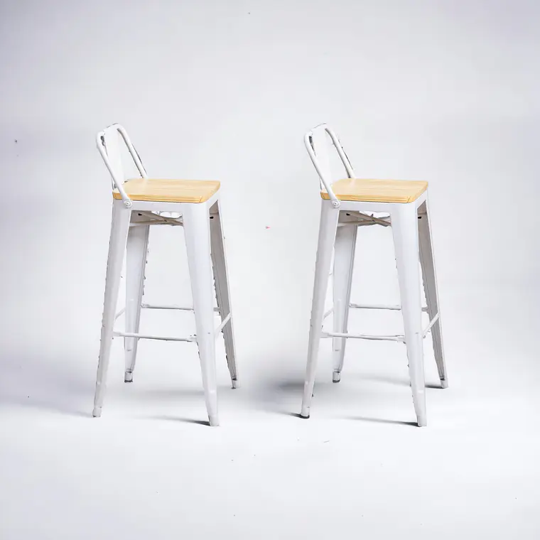 Pack 2 Taburetes Tolix Asiento Madera 77 cm 2
