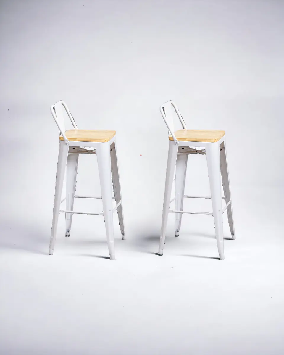 Pack 2 Taburetes Tolix Asiento Madera 77 cm 2