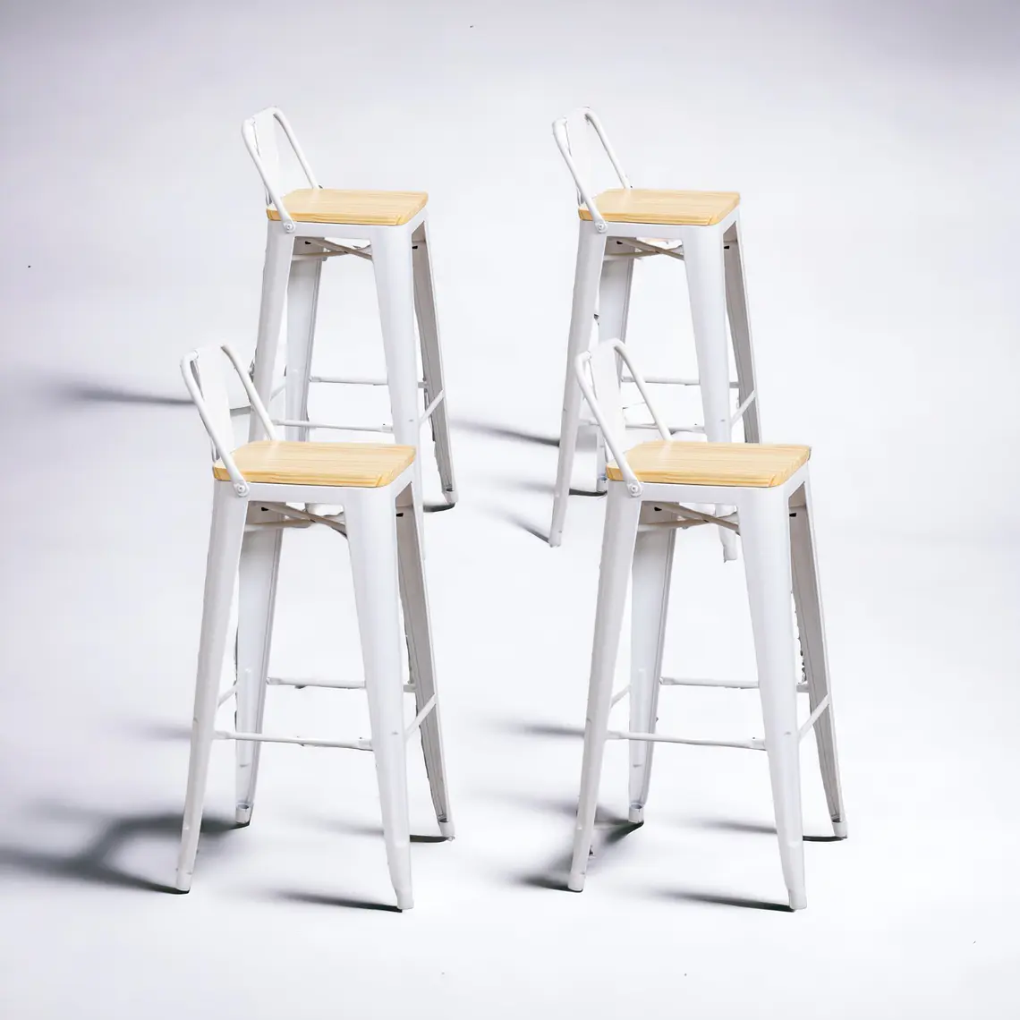 Pack 4 Taburetes Tolix Asiento Madera 77 cm 2