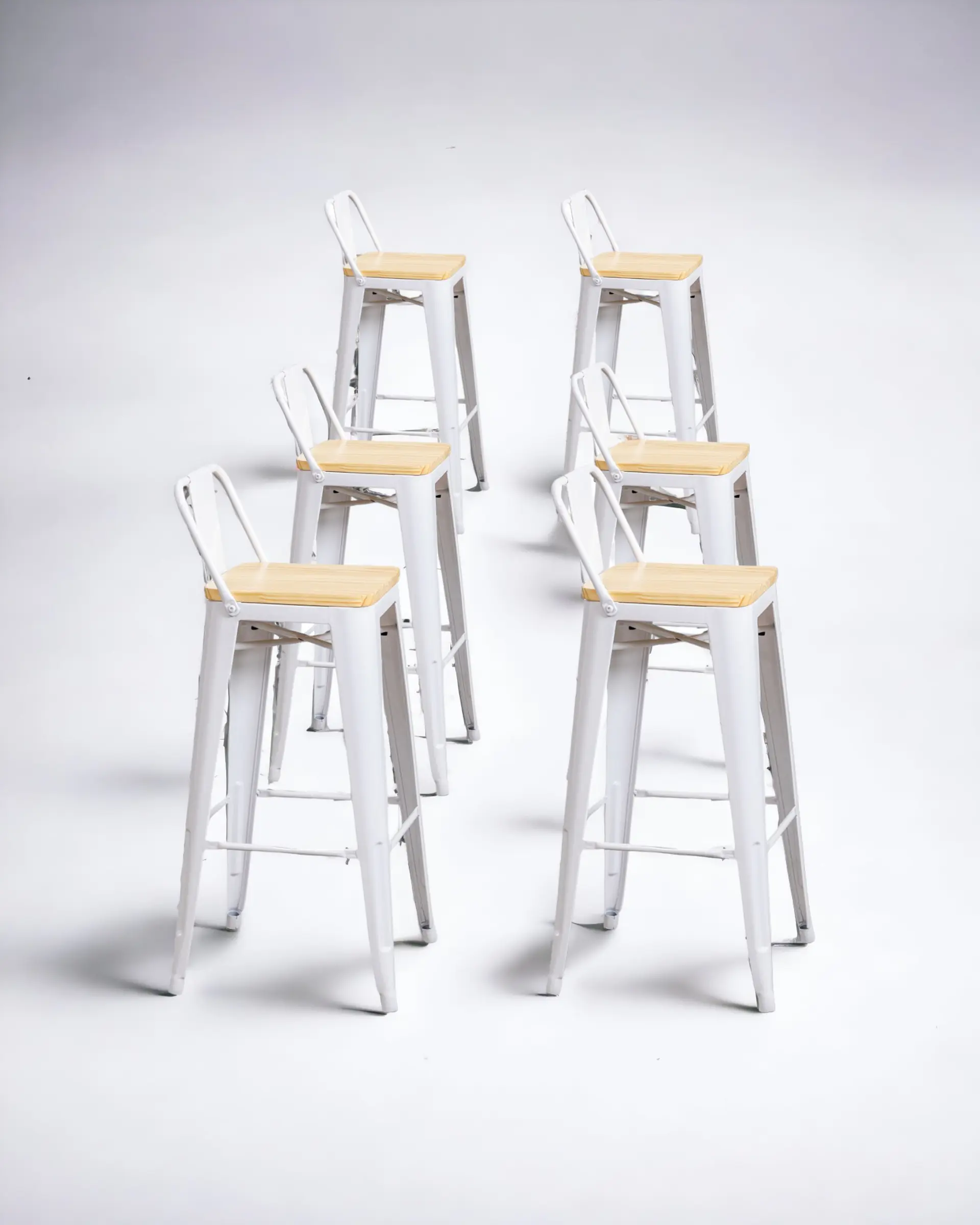 Pack 6 Taburetes Tolix Asiento Madera 77 cm 1