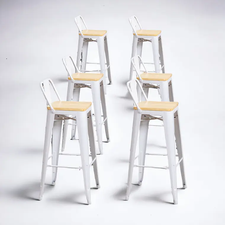 Pack 6 Taburetes Tolix Asiento Madera 77 cm 1