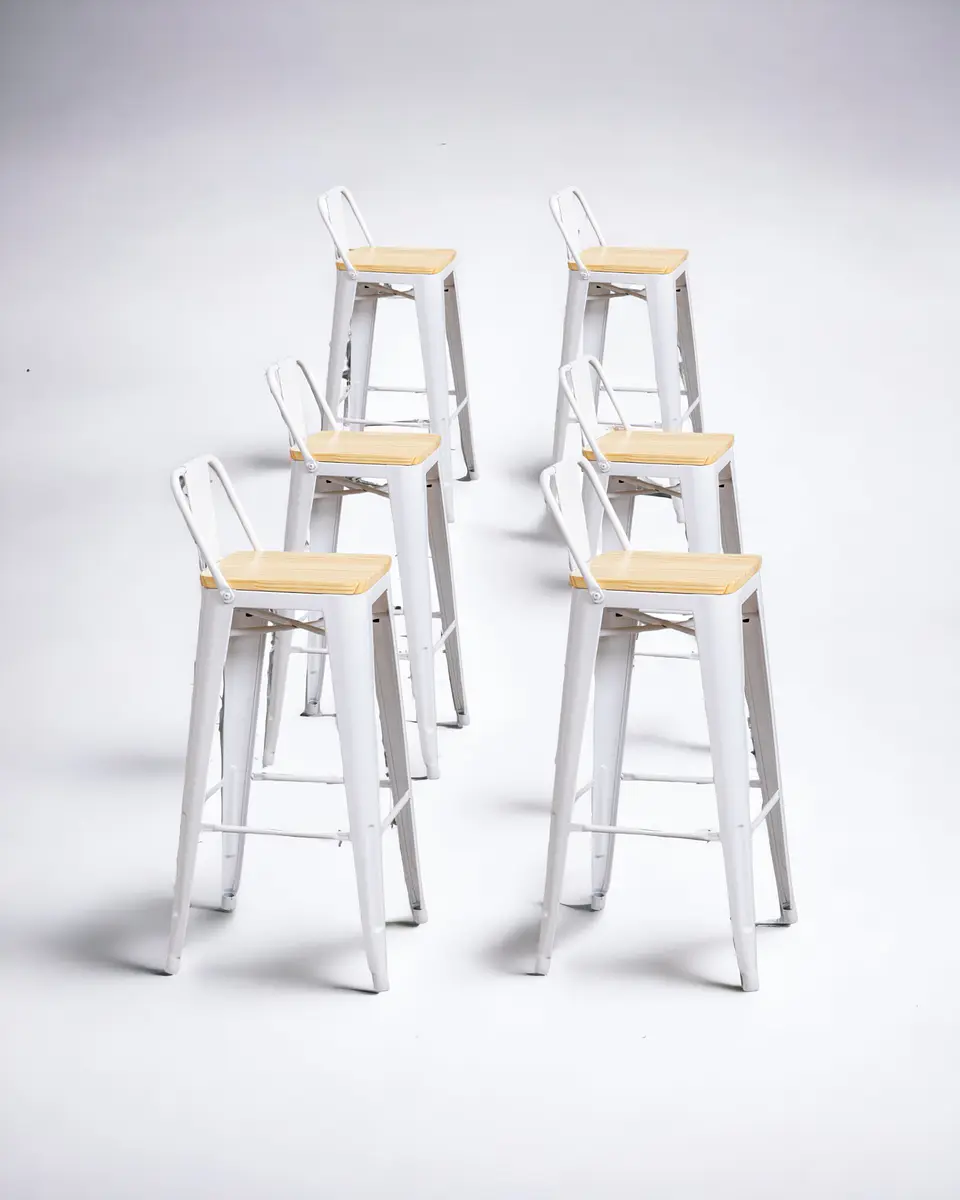 Pack 6 Taburetes Tolix Asiento Madera 77 cm 1