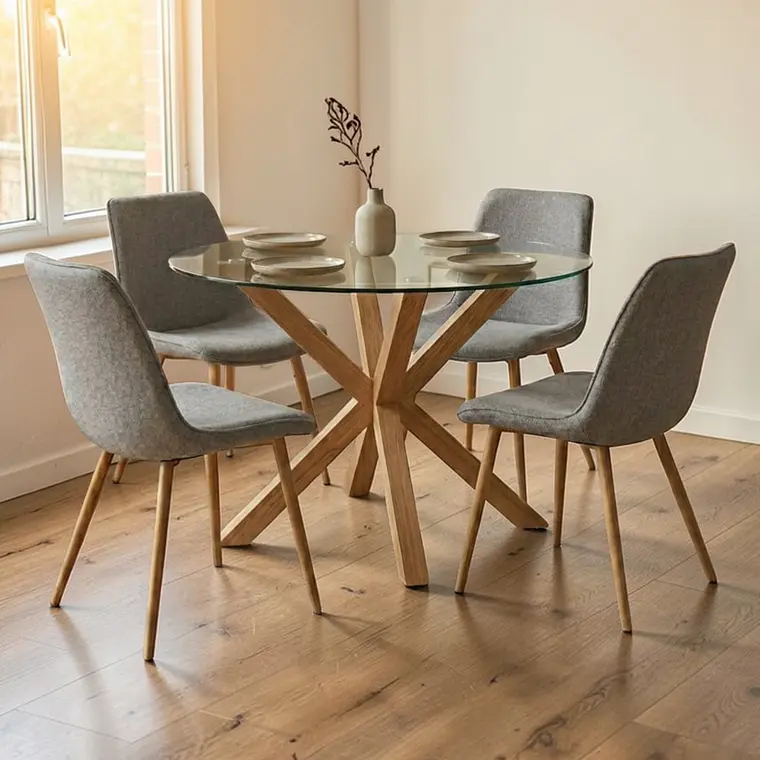 Comedor Mesa Rectangular Vidrio Elite 140x90 cm + Sillas Tiffany 2