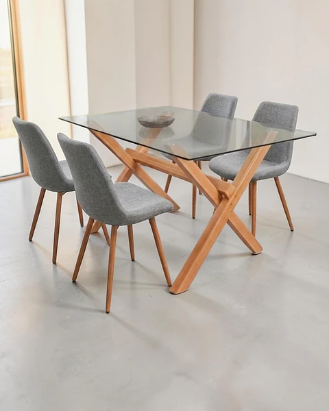 Comedor Rectangular Vidrio Elite con Sillas Tiffany