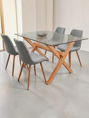 Comedor Rectangular Vidrio 4 ó 6 Sillas Tiffany – Mesa Elite 140x90 cm