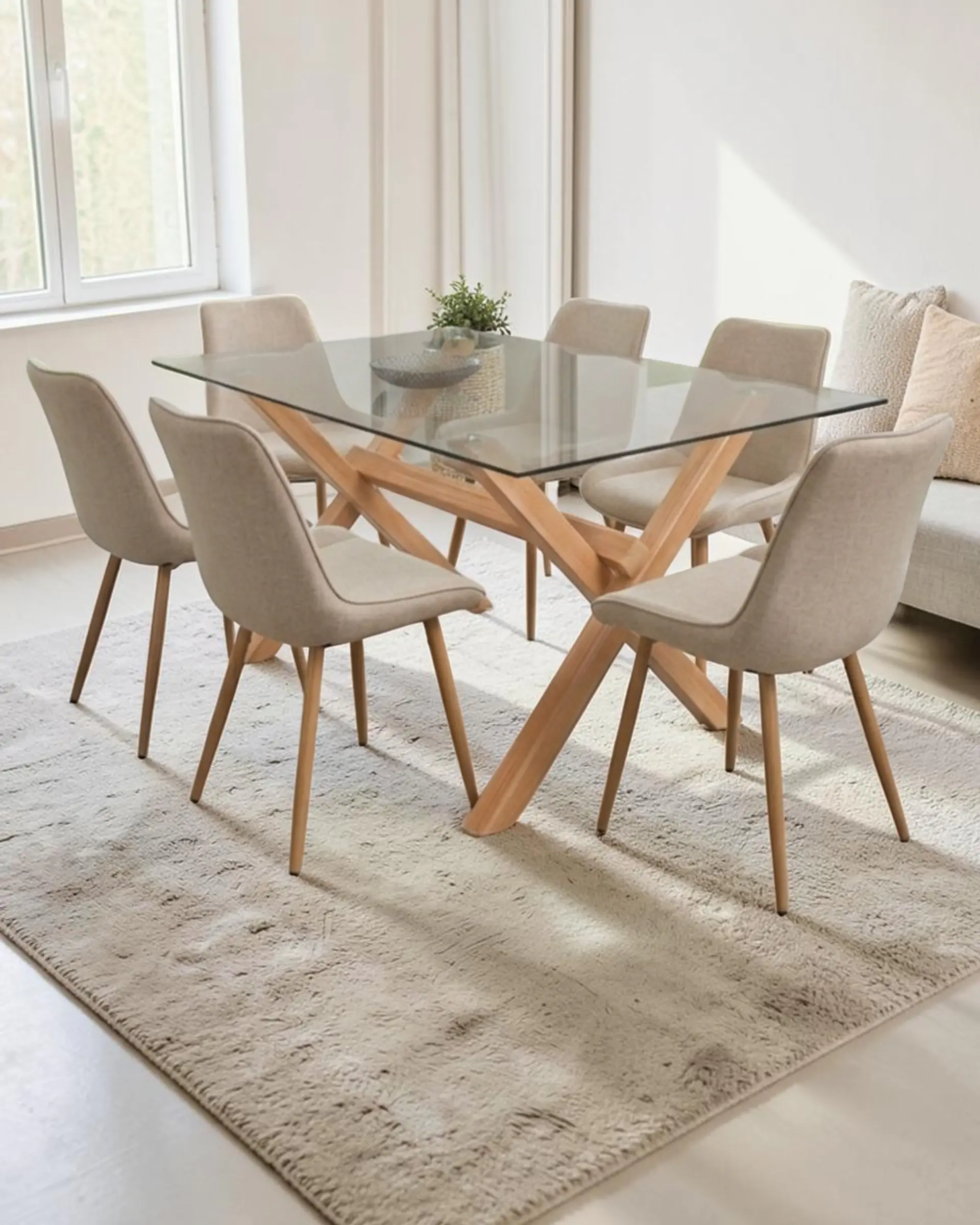 Comedor Rectangular Vidrio Elite con Sillas Tiffany 4