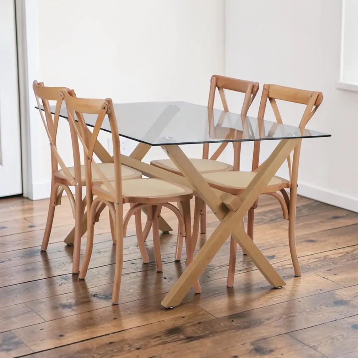 Comedor Rectangular Vidrio 4 ó 6 Sillas Crossback – Mesa Elite 140x90 3