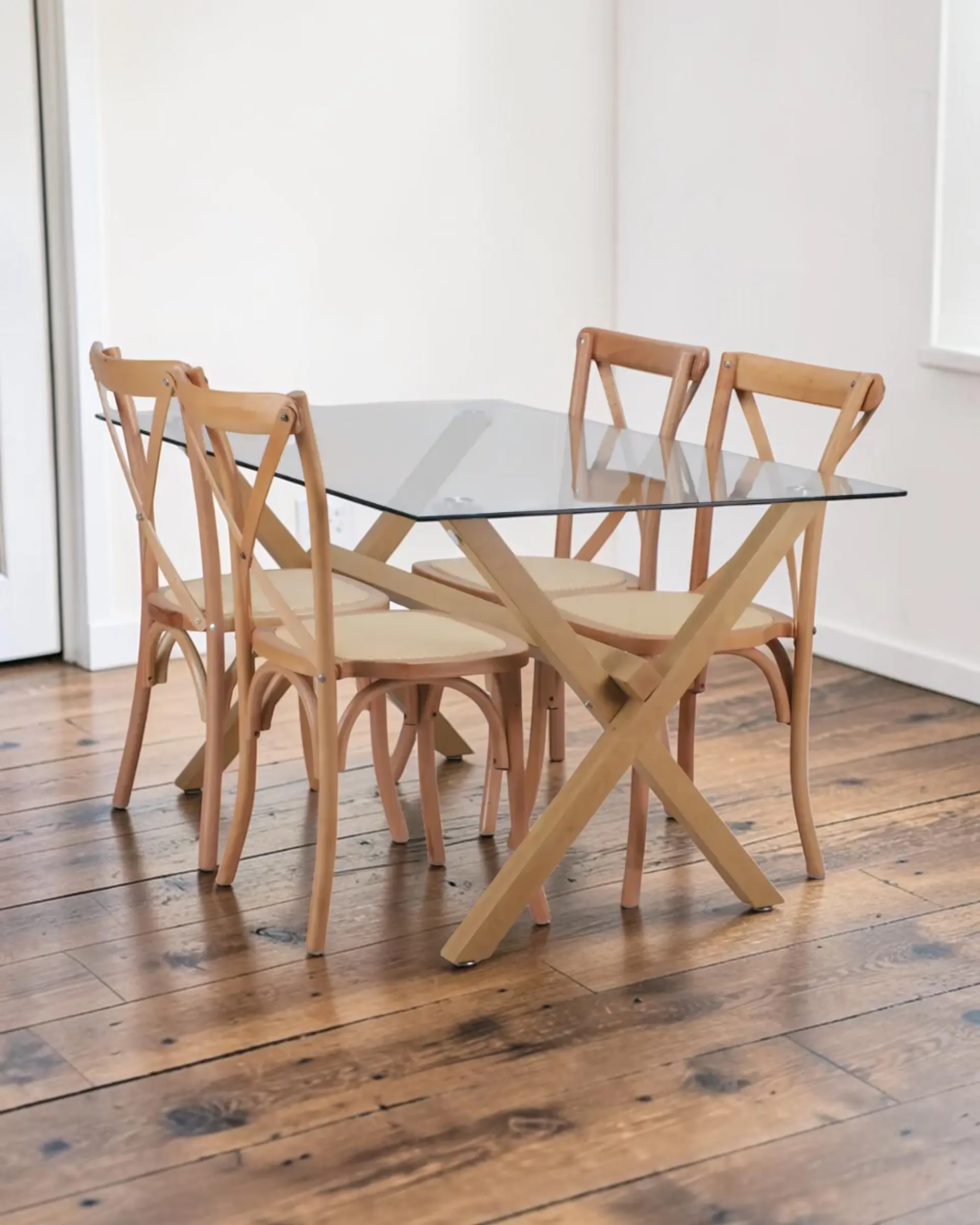 Comedor Rectangular Vidrio Elite con Sillas Crossback 2