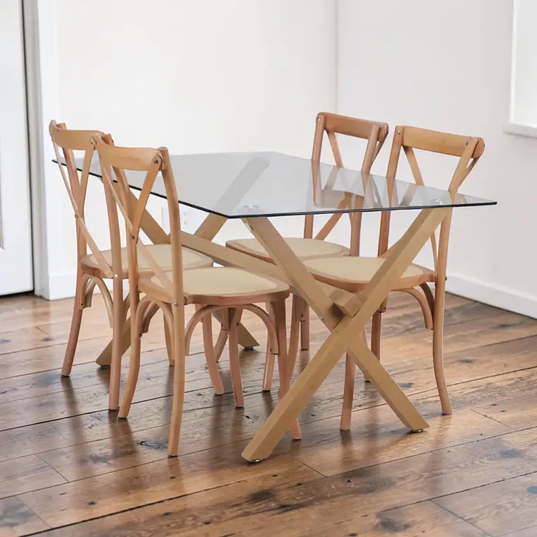 Comedor Rectangular Vidrio 4 ó 6 Sillas Crossback – Mesa Elite 140x90 3