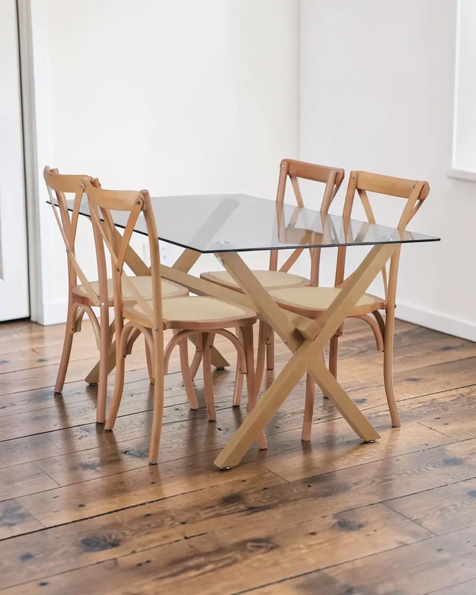 Comedor Rectangular Vidrio Elite con Sillas Crossback 2