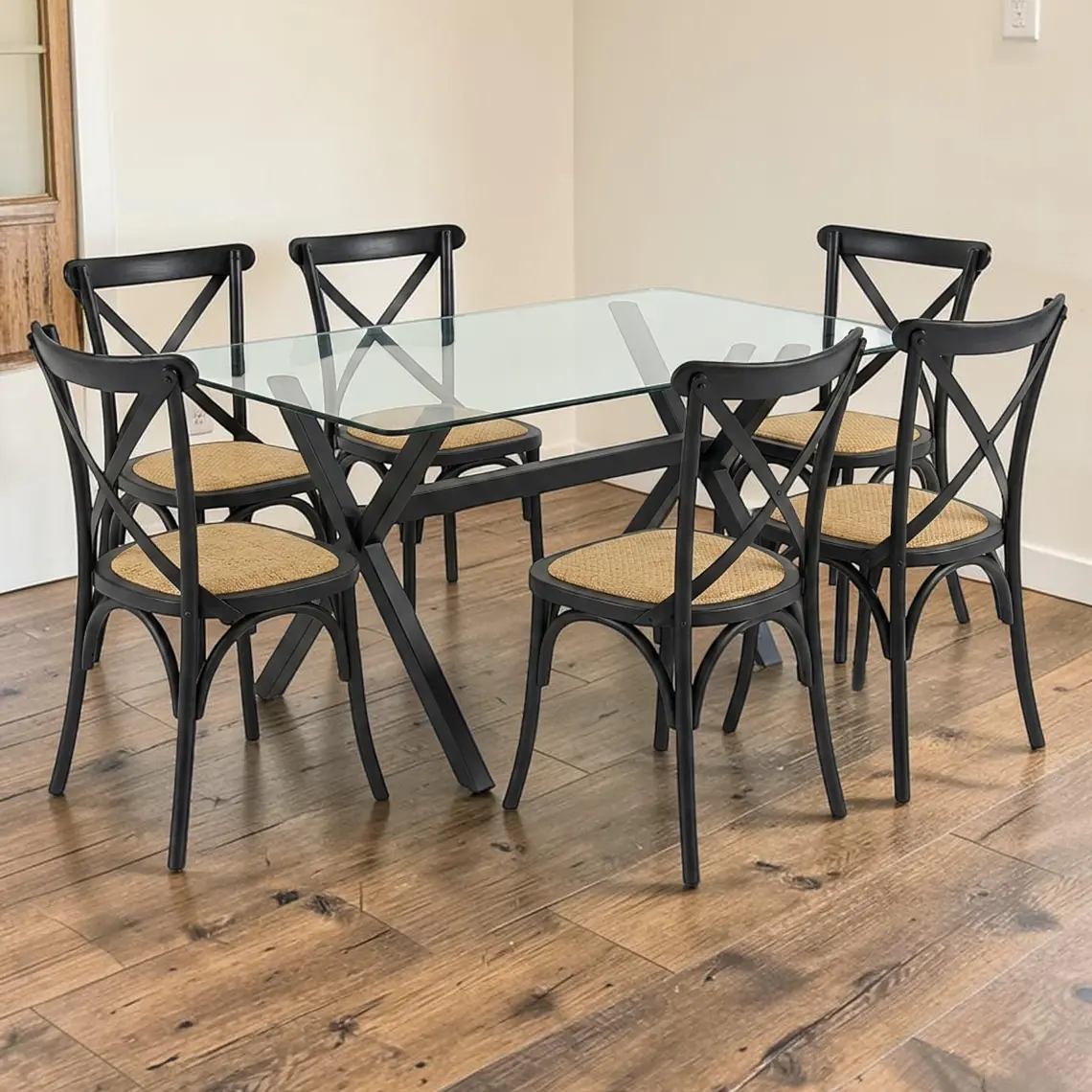 Comedor Rectangular Vidrio 4 ó 6 Sillas Crossback – Mesa Elite 140x90 5