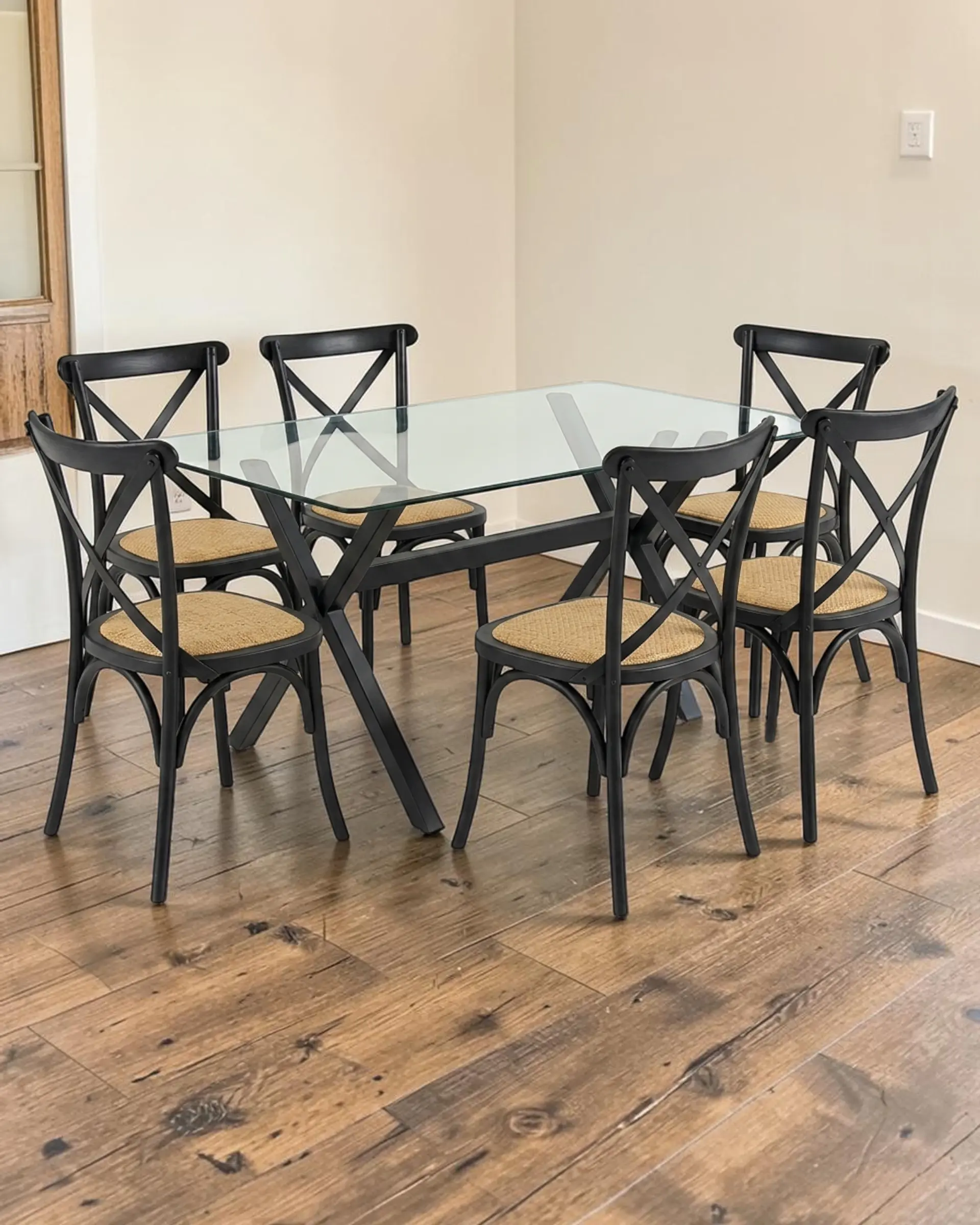 Comedor Rectangular Vidrio Elite con Sillas Crossback 5