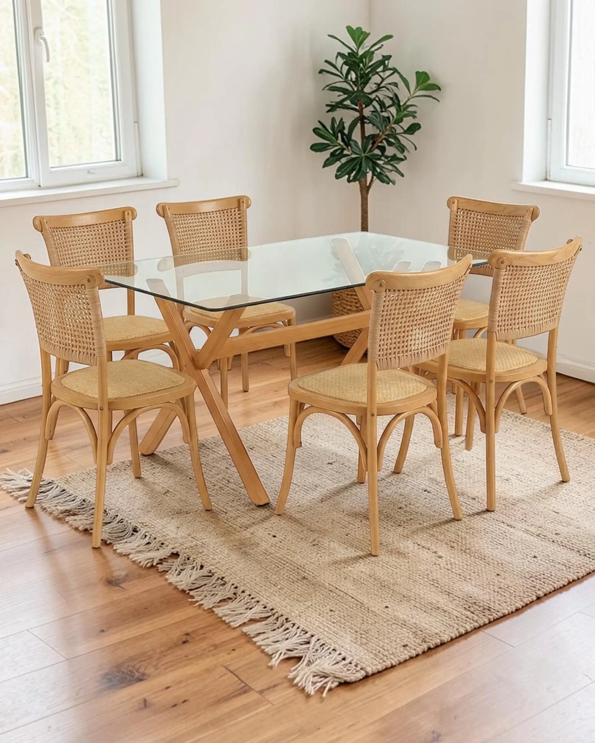 Comedor Rectangular Vidrio Elite con Sillas Crossback 4
