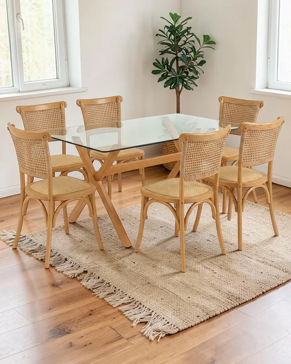 Comedor Rectangular Vidrio Elite con Sillas Crossback 4