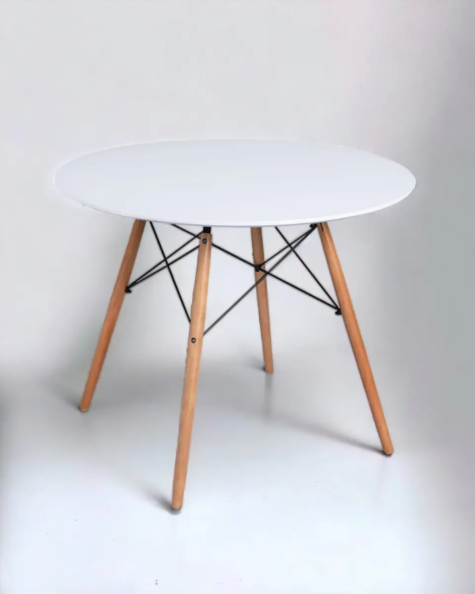 Mesa Redonda Melamina Blanca Eames 4