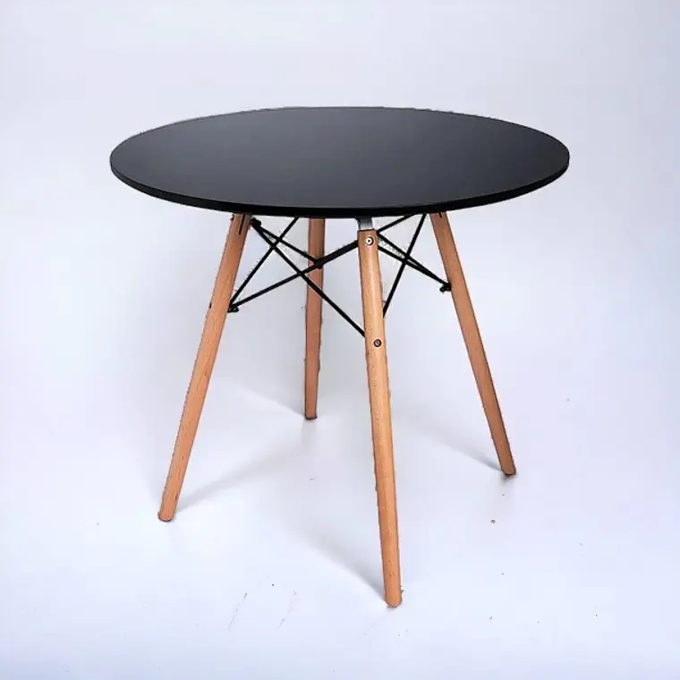 Mesa Redonda Melamina Negra Eames 4