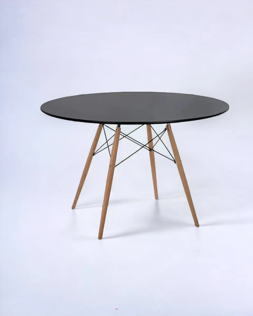 Mesa Redonda Melamina Negra Eames 6