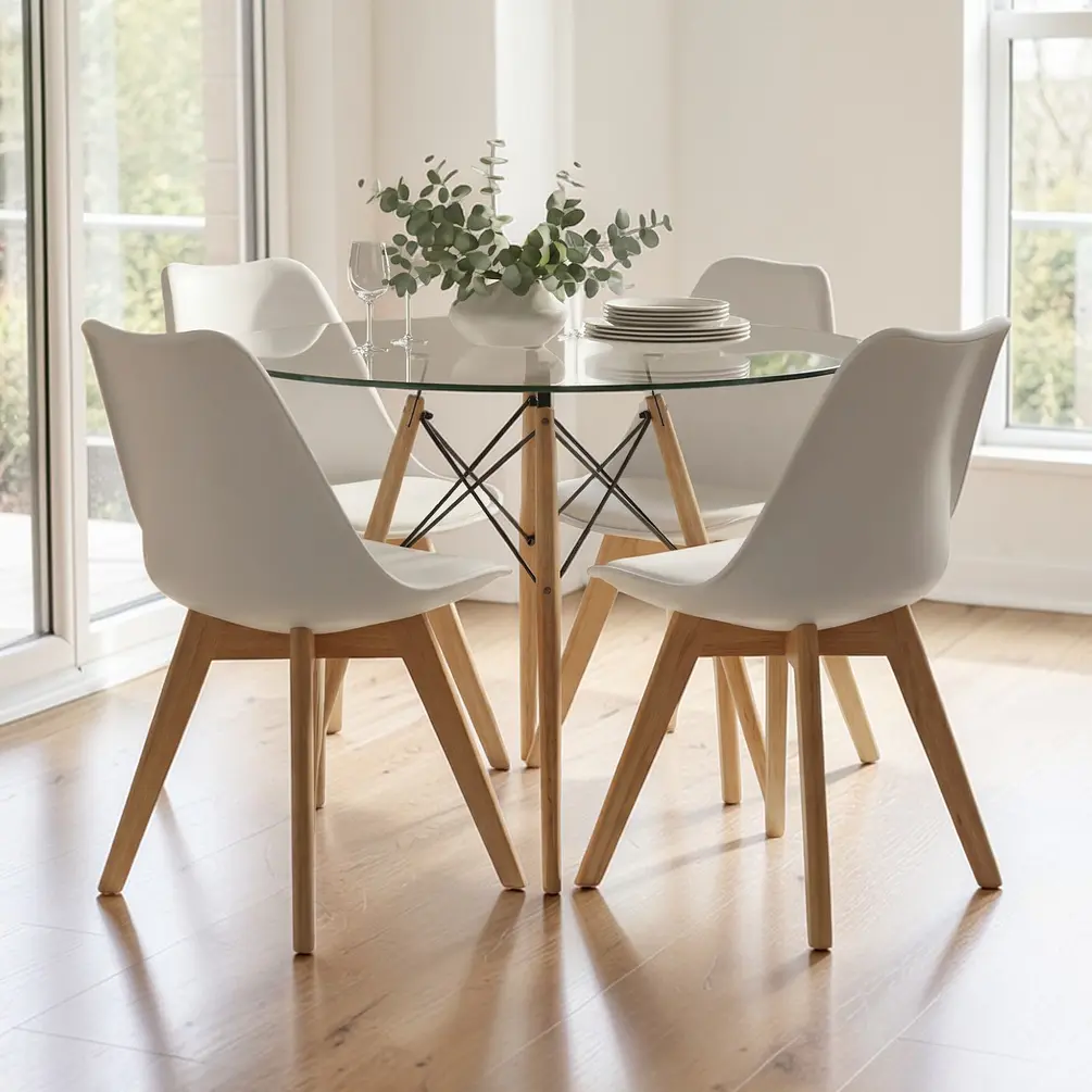 Comedor Redondo Vidrio 4 Sillas Tulip – Mesa Eames 7
