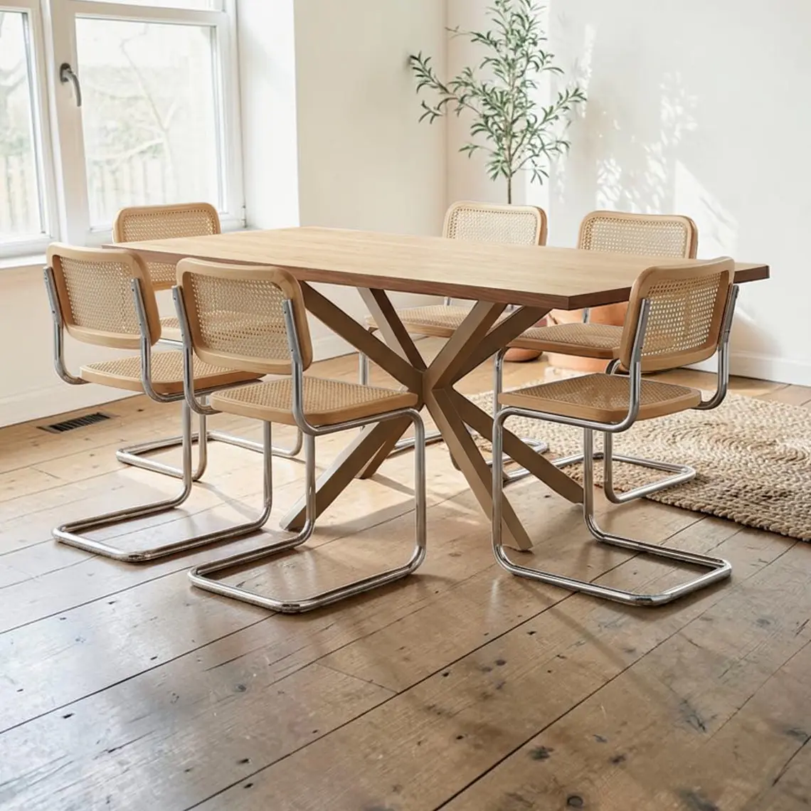 Comedor Rectangular Madrid Madera 4 ó 6 Sillas Breuer 2