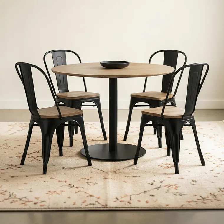 Comedor Redondo 4 Sillas Tolix negras – Mesa Tulip Nórdica 3