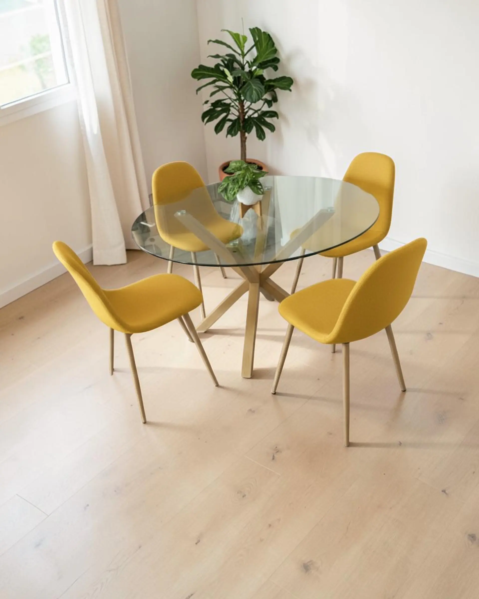 Comedor Redondo Vidrio Madrid con Sillas Scoop  3