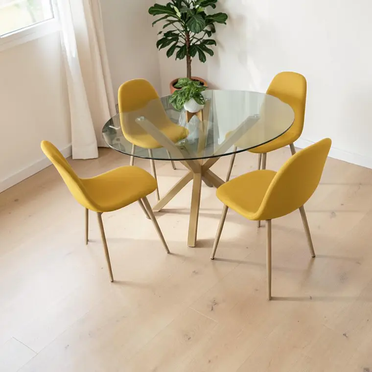 Comedor Redondo Vidrio 4 Sillas Scoop – Mesa Madrid 3