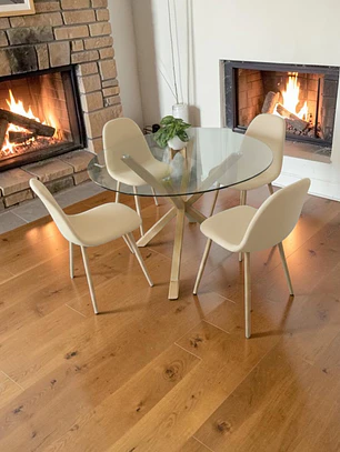 Comedor Redondo Vidrio 4 Sillas Scoop – Mesa Madrid