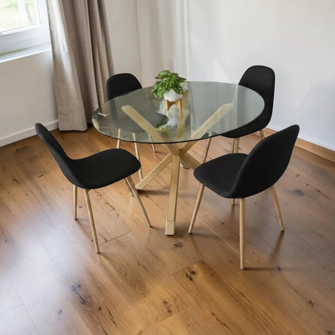 Comedor Redondo Vidrio 4 Sillas Scoop – Mesa Madrid 2