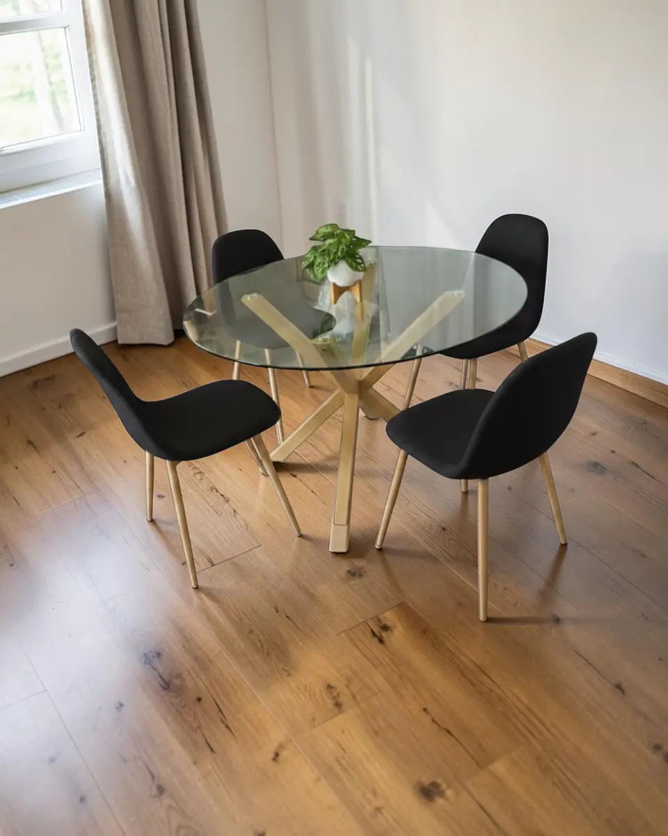 Comedor Redondo Vidrio Madrid con Sillas Scoop  2