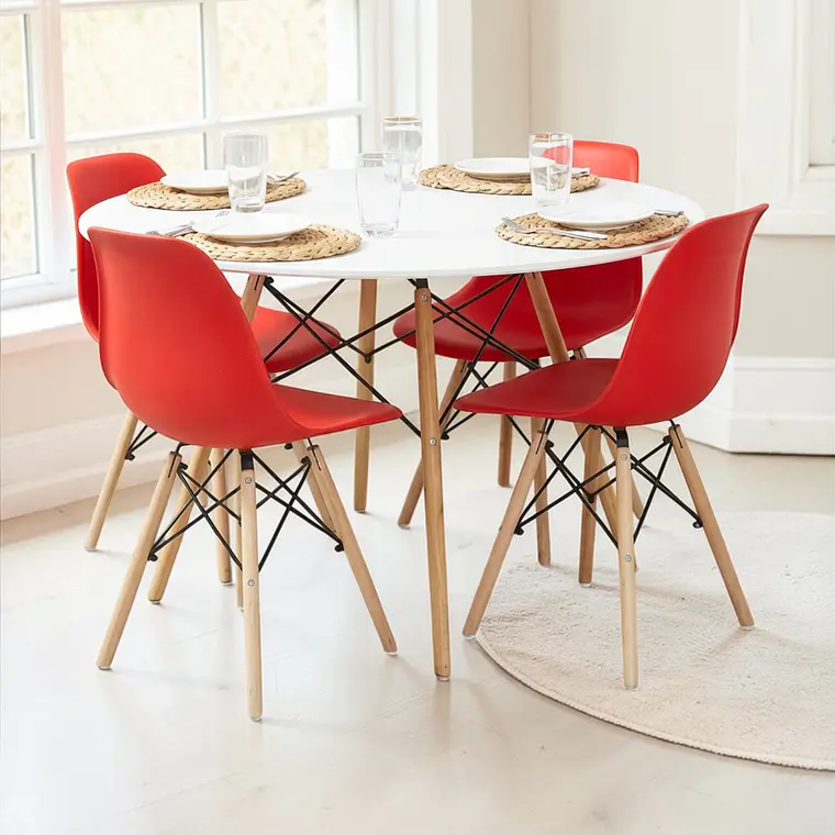 Comedor Redondo Melamina 4 Sillas Eames – Mesa Eames Blanca 10
