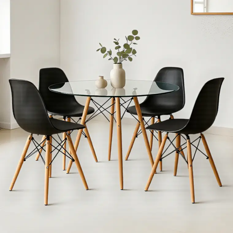 Comedor Redondo Vidrio 4 Sillas Eames – Mesa Eames 8